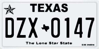 TX license plate DZX0147