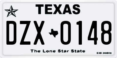 TX license plate DZX0148