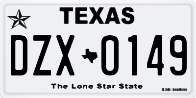 TX license plate DZX0149