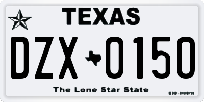 TX license plate DZX0150