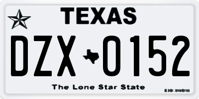 TX license plate DZX0152