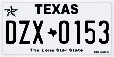 TX license plate DZX0153