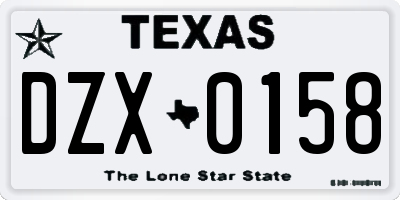 TX license plate DZX0158