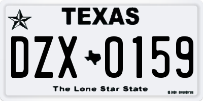 TX license plate DZX0159