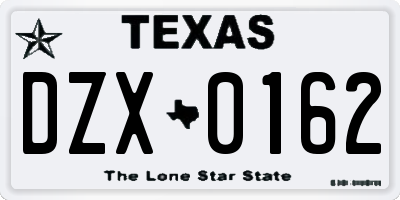 TX license plate DZX0162