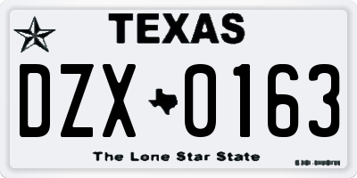 TX license plate DZX0163