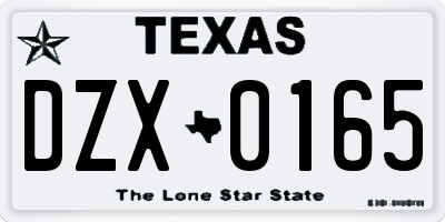 TX license plate DZX0165