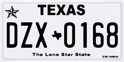 TX license plate DZX0168
