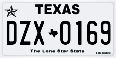 TX license plate DZX0169