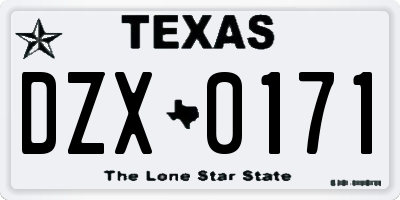 TX license plate DZX0171