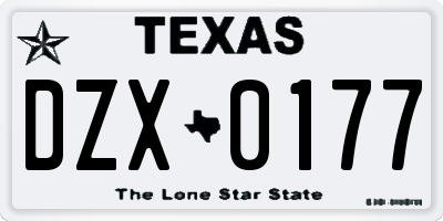 TX license plate DZX0177