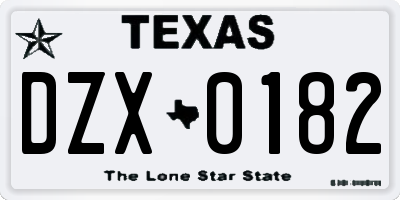 TX license plate DZX0182
