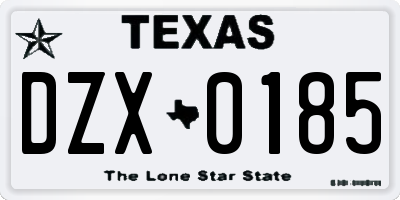 TX license plate DZX0185