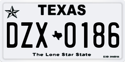 TX license plate DZX0186