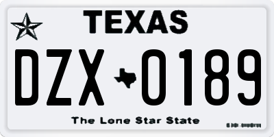 TX license plate DZX0189