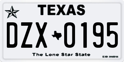 TX license plate DZX0195