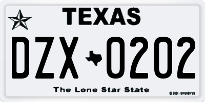 TX license plate DZX0202