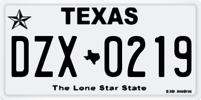 TX license plate DZX0219