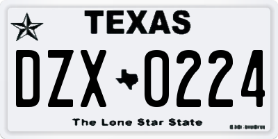 TX license plate DZX0224