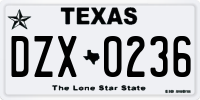 TX license plate DZX0236