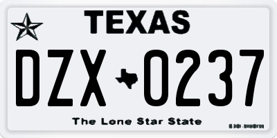 TX license plate DZX0237