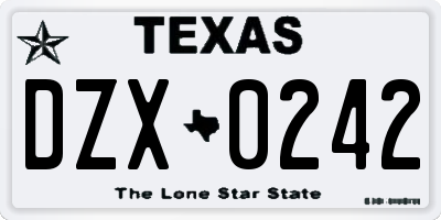 TX license plate DZX0242