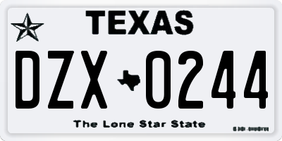 TX license plate DZX0244