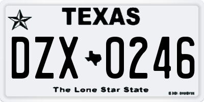 TX license plate DZX0246