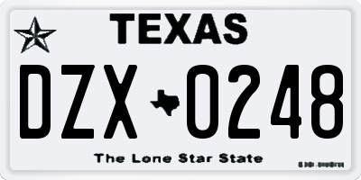 TX license plate DZX0248