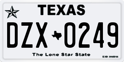 TX license plate DZX0249
