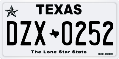 TX license plate DZX0252