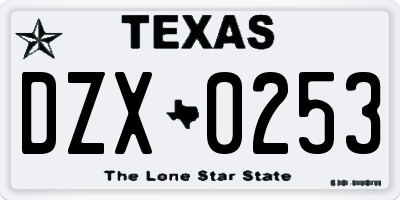 TX license plate DZX0253