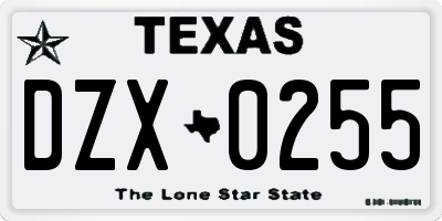 TX license plate DZX0255