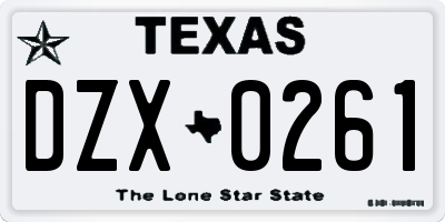 TX license plate DZX0261