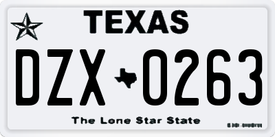 TX license plate DZX0263