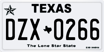 TX license plate DZX0266