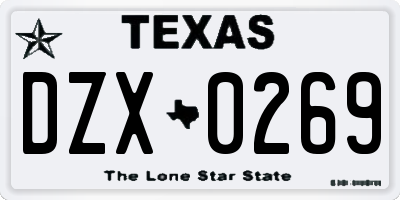 TX license plate DZX0269