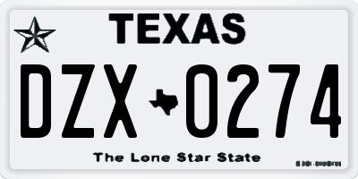 TX license plate DZX0274
