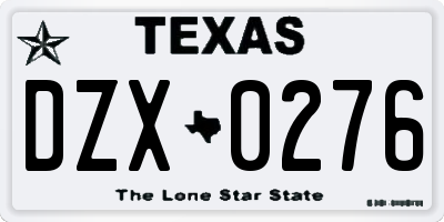 TX license plate DZX0276