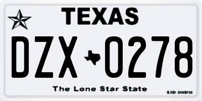 TX license plate DZX0278