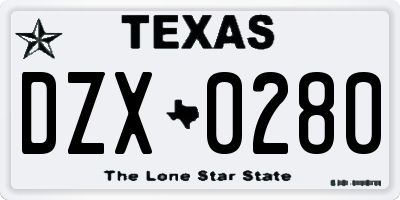 TX license plate DZX0280