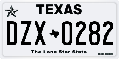 TX license plate DZX0282