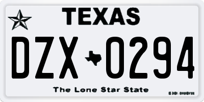 TX license plate DZX0294