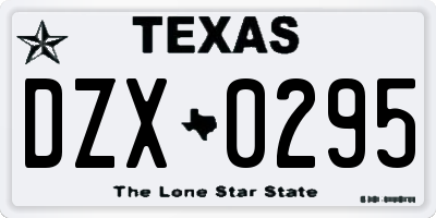 TX license plate DZX0295