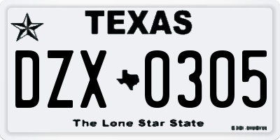 TX license plate DZX0305