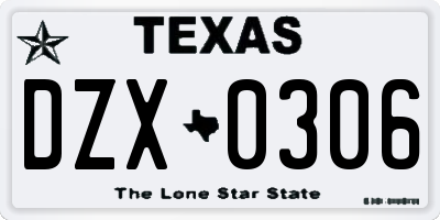 TX license plate DZX0306