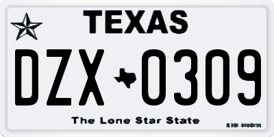 TX license plate DZX0309