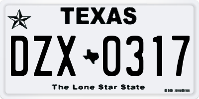 TX license plate DZX0317