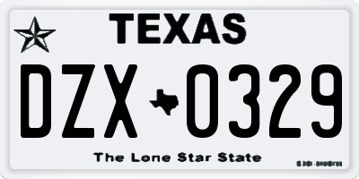 TX license plate DZX0329