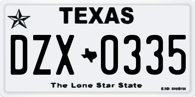 TX license plate DZX0335